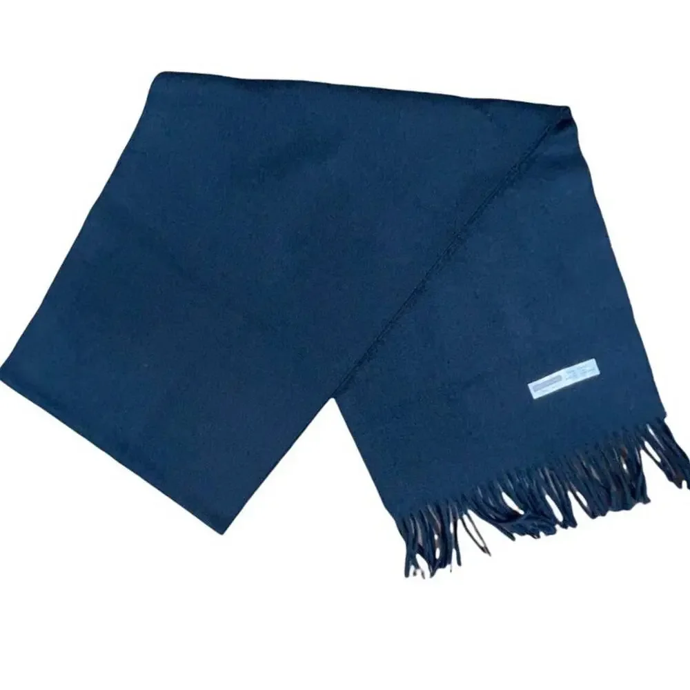 Paul Harris Mid Weight Fuzzy Fringed Muffler Scarf 64X11 Black